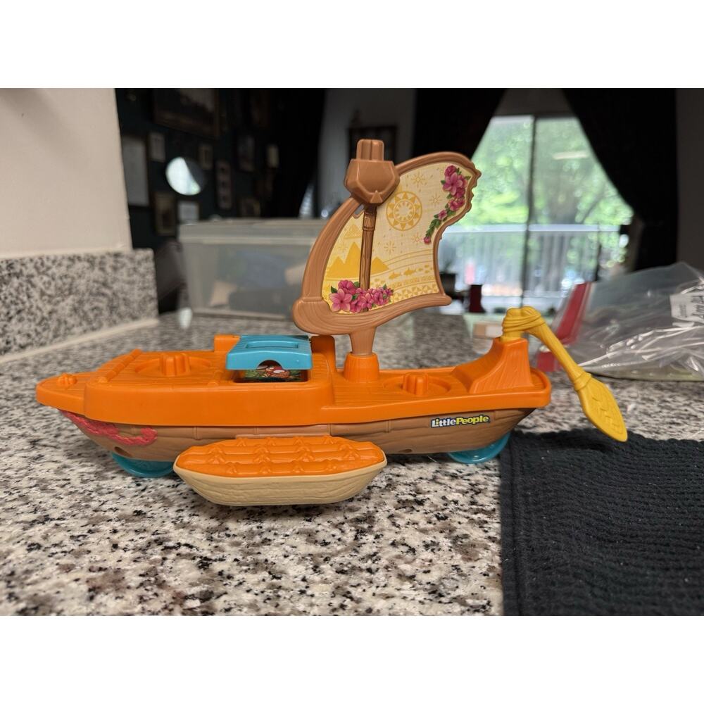 Fisher Price Little People Moana Raft Boat Canoe Disney Princess Sailing